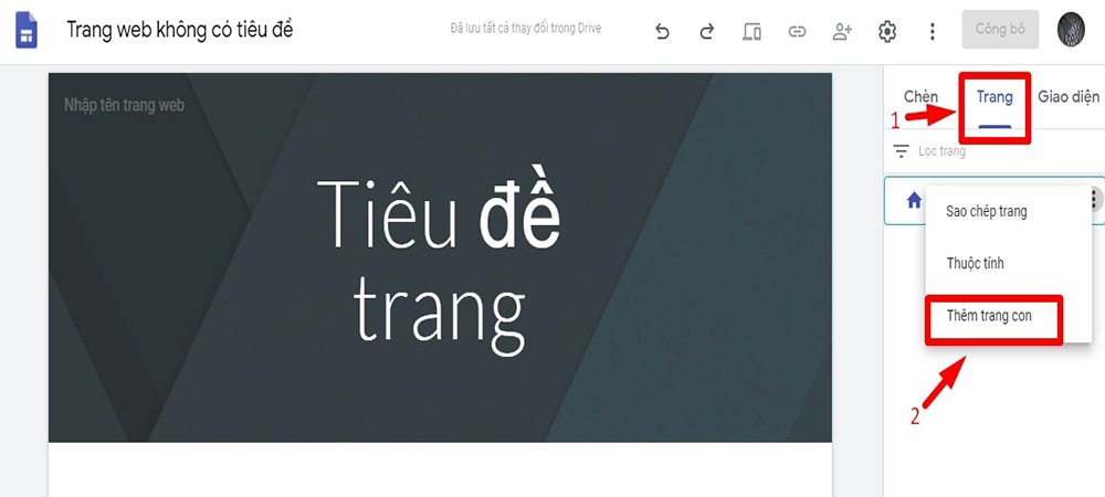 Tạo thêm trang con